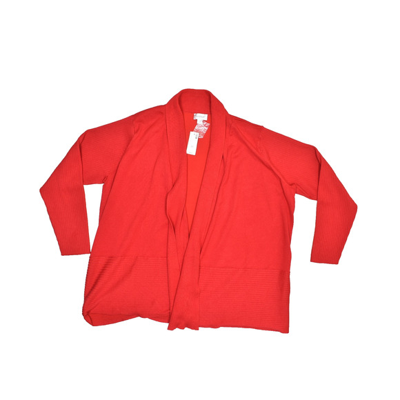 NEW Avenue Women's Plus Size 26/28 Red Long Sleeve Draped Cardigan New W/ Tags - Picture 1 of 8